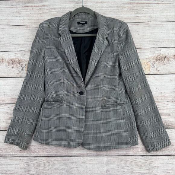 Premise One Button Blazer Jacket Women's‎ Size 4 Black/White Plaid - Picture 1 of 12